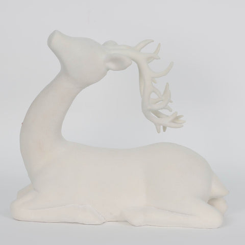 Christmas White Sitting Deer – Table Top Décor & Holiday Gift