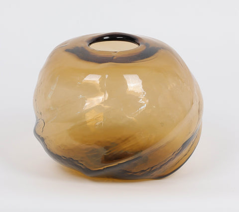 5X 6"H Clear Light Brown Glass Vase