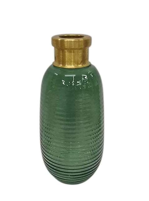 Glossy Green Glass Vase 4.5"L x10.25"H