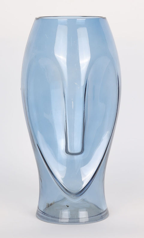 5.5''x5.5''x12'' Blue Glass vase