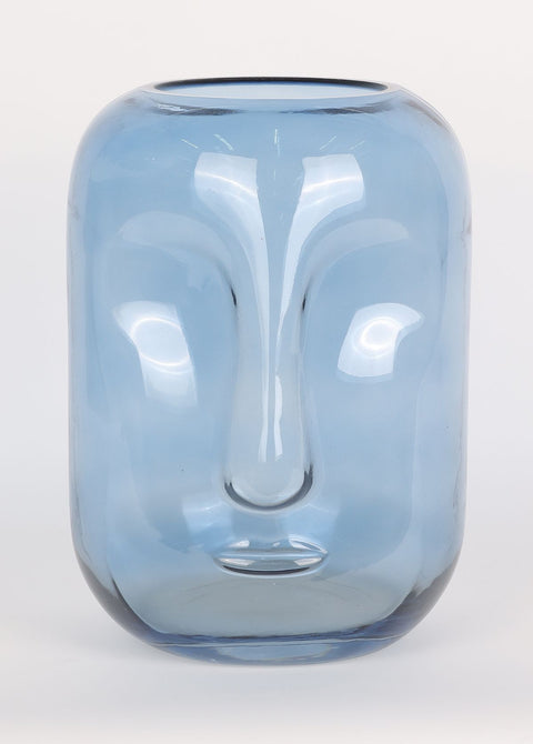 Vase en verre bleu 6.5''x6.5''x10''