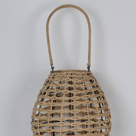 10.5*28.75''Rattan Lantern With Leg Candlestick W/Led Light