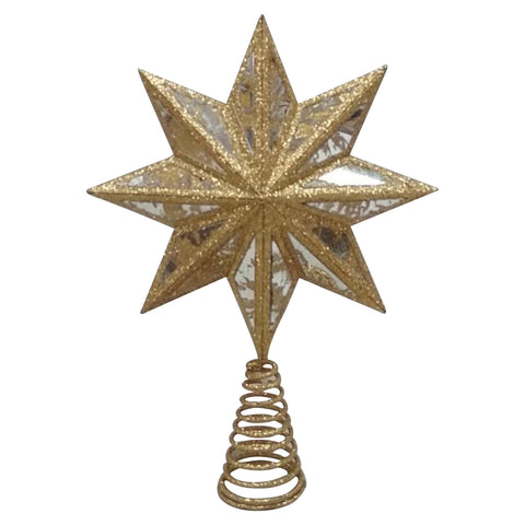 Christmas 8.375*2.5*11.375'' Gold Star Tree Topper