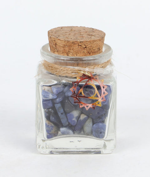 Table décor Small Jar With Sun/Triangle Shape Pendant 1.625"X1.625"X2.25"