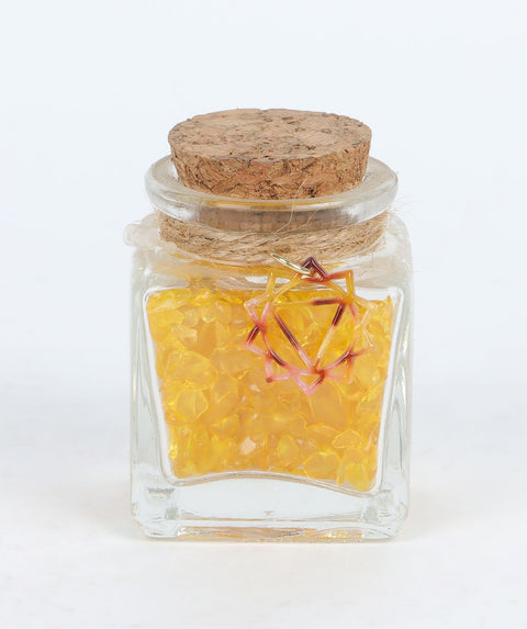 Table décor Small Jar With Sun/Triangle Shape Pendant 1.625"X1.625"X2.25"