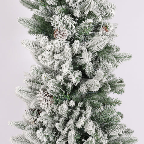CHRISTMAS 32'' green/snow 7FT pe/pvc mixed flocked tree w/LED light