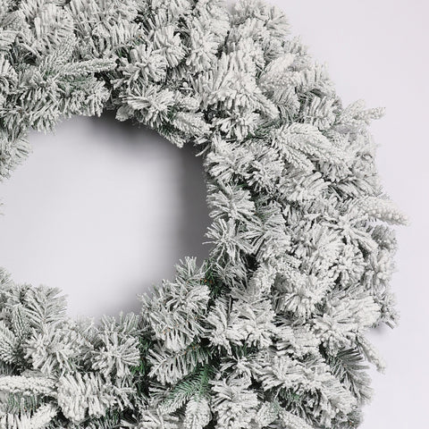 CHRISTMAS 36'' green/snow 90cm pe/pvc mixed flocked wreath w/LED light