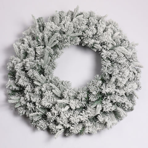 CHRISTMAS 36'' green/snow 90cm pe/pvc mixed flocked wreath w/LED light