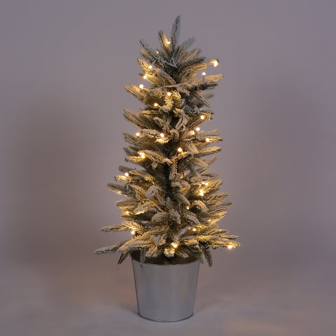 CHRISTMAS 13'' green/snow 2.5FT 76cm PE flocked tree w/LED light