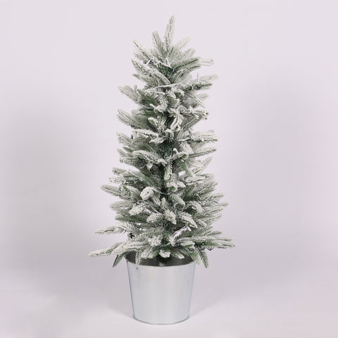 CHRISTMAS 13'' green/snow 2.5FT 76cm PE flocked tree w/LED light