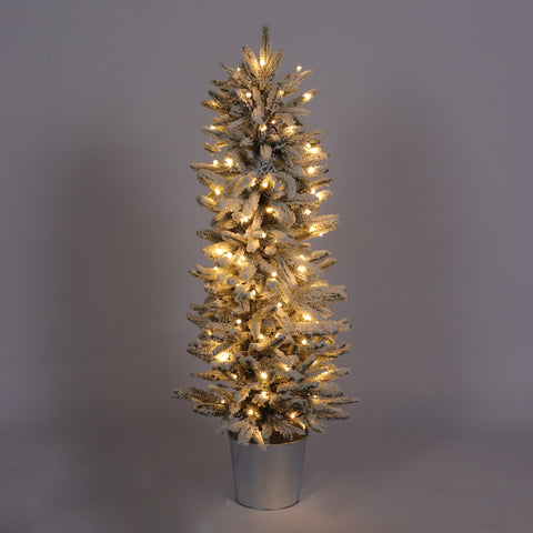 CHRISTMAS 17'' green/snow 40"101cm PE flocked tree w/LED light