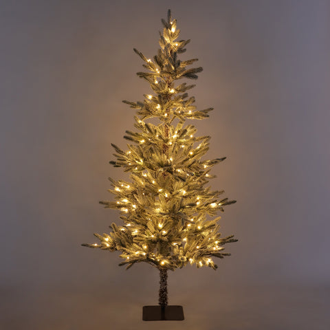 Christmas 43'' Green/Snow 6 Ft/180Cm Frost Tree W/ Metal Regular Stand And 180 Warm White Led, Csa Transformer
