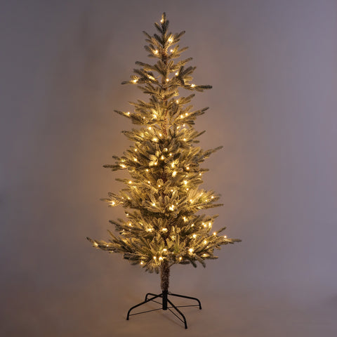 Christmas 43'' Green/Snow 6 Ft/180Cm Frost Tree W/ Metal Base And 180 Warm White Led, Csa Transformer