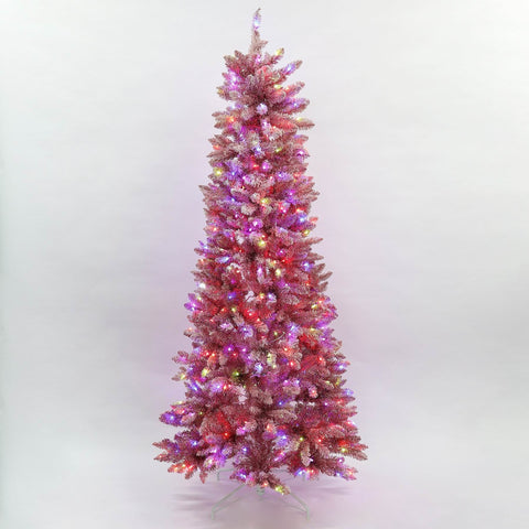 CHRISTMAS 7ft  Pink  PVC Electroplated flocked Pink Tree
 W/LED LIGHT CSA ADAPTOR