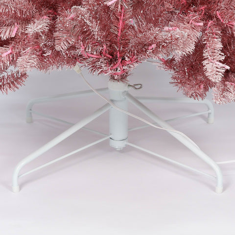 CHRISTMAS 7ft  Pink  PVC Electroplated flocked Pink Tree
 W/LED LIGHT CSA ADAPTOR
