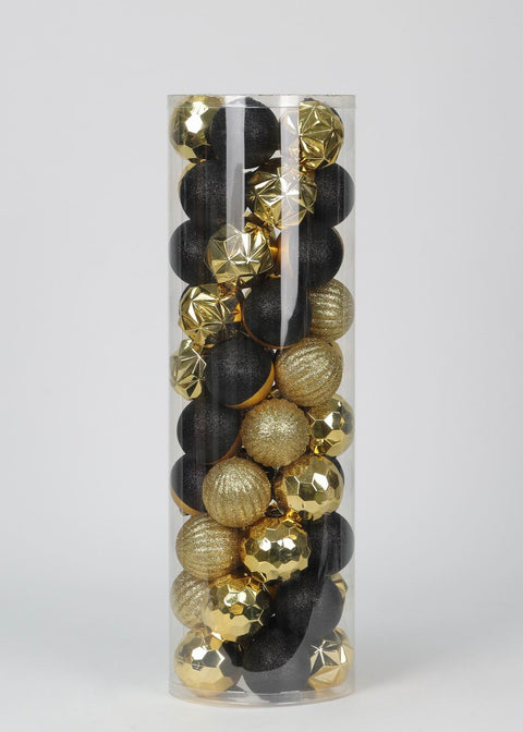 CHRISTMAS 50CT BLACK/GOLD SHATTERPROOF