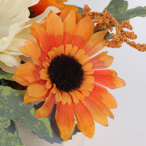 7.5IN FALL FLOWERS & PUMPKIN BASKET DECOR