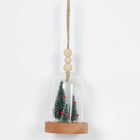 CHRISTMAS 5.5IN 3 TREES DOME ORNA