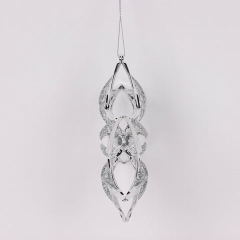 5.75X1.5In Silver Flower Ornament