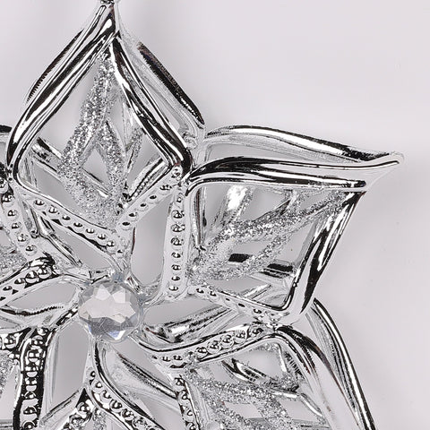 5.75X1.5In Silver Flower Ornament