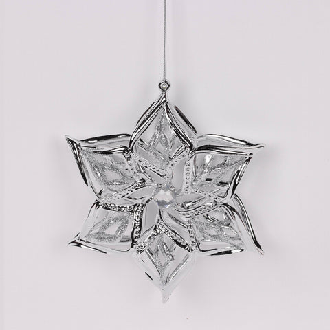 5.75X1.5In Silver Flower Ornament