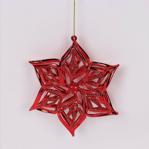 5.75X1.5In Red Flower Ornament