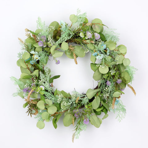 Faux Eucalyptus Wreath, 20 Inch All Season Front Door Home Decor