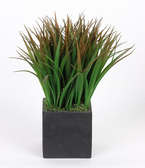 VASE 4*4*11''PO AVEC DÉCOR GAZON ARTIFICIEL