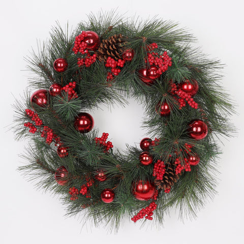 CHRISTMAS 22" B/O Scoth Pine &Berries wreath