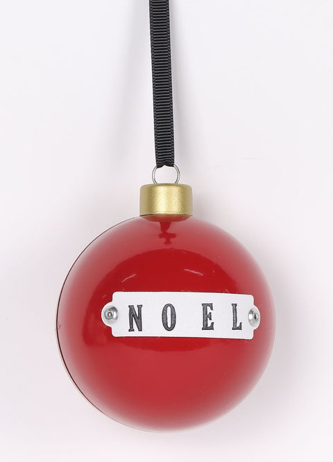 Christmas Metal Ball Ornament with "Noel" Sign for Christmas Tree Décor