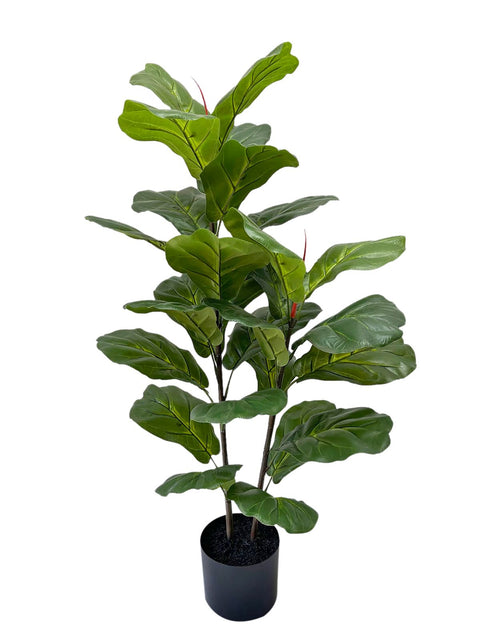 Artificial Fiddle Leaf Fig Tree in Black Pot: Lifelike Ficus Lyrata Plant for Indoor and Outdoor Decoration