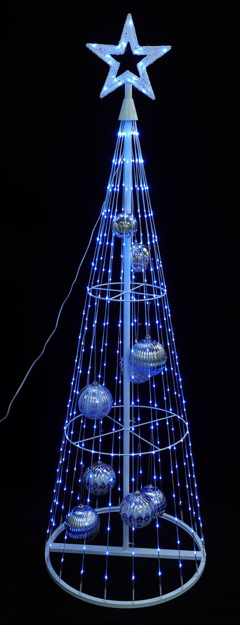 7 Ft Cone Tree - Silver With 396 Lights