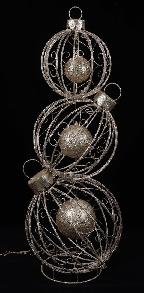 24 X 23 X 62"H Lighted  L/M/S Step On Wired Ball With 3 Spin Gold Shatterproof-Led Lighting