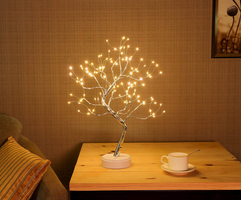 20"H Led Bonsai Tree W/ 90 Warm Light 3Xaa Battery/Usb Hole Dual Operated On/Off Timer Function