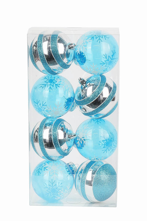 Christmas Ball Blue 8 Pcs Ornament Set