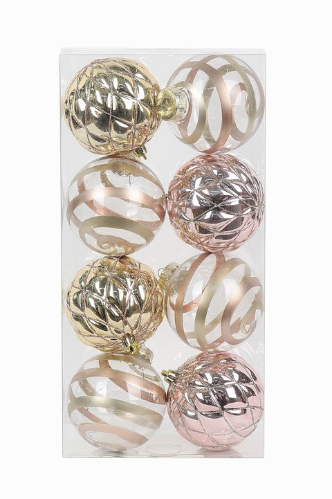 8 Ct Boxed Shatterproof (3.55"X8Pcs) - Gold/Gold