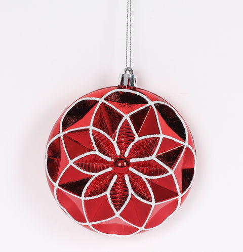 4 X 1.75 X 4.254"H Plastic Flat Red/White Ball Ornament