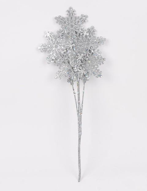 18"H Plastic Mini Snowflake Pick