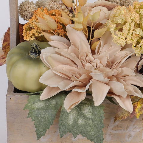 12IN FALL FLOWERS & PUMPKIN BASKET DECOR
