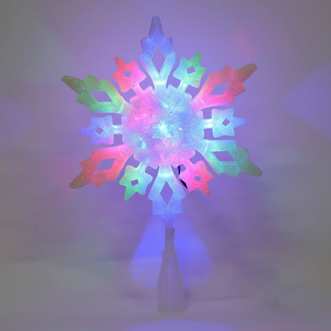 Christmas 9*2.5*10.5'' Glitter Snowflake Tree Topper W/Light