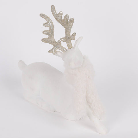 11.5*3.75*10'' CHRISTMAS WHITE SITTING DEER DÉCOR