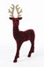 Dark Red Flocking Standing Deer Decorations, Indoor Decorative Ornaments For Tabletop Kitchen Mantle Shelf Desk Centerpiece Office Holiday Décor