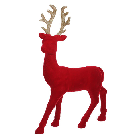 9 X 3.5 X 12.5"H Plastic Flocked Red Deer