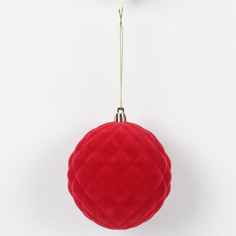 Christmas 4 In Red Flocking Ornament