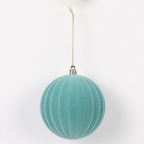 Christmas 4 In Teal Flocking Ornament
