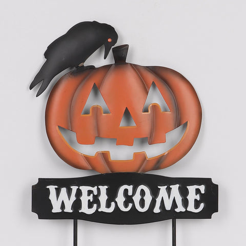 16IN HALLOWEEN PUMPKIN METAL STICK