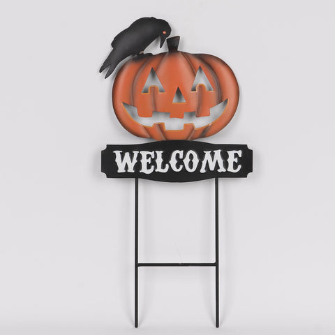 16IN HALLOWEEN PUMPKIN METAL STICK