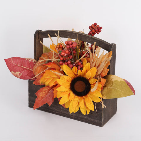 9IN SUNFLOWER & PUMPKIN BASKET DÉCOR