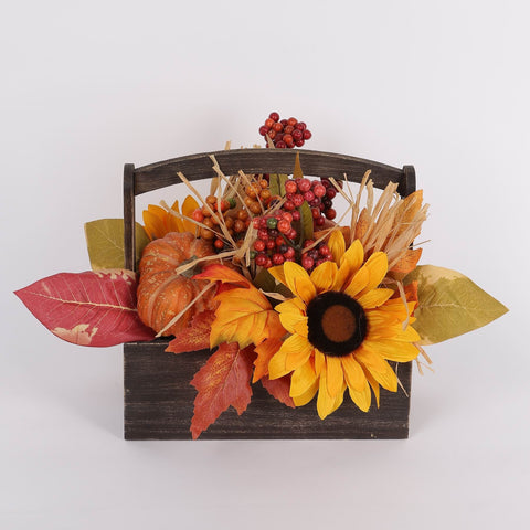 9IN SUNFLOWER & PUMPKIN BASKET DÉCOR
