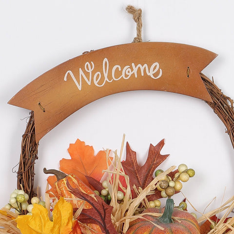 16IN PUMPKINS W/ MAPLE LEAVES HANGING BASKET DÉCOR